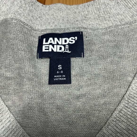 LANDS’ END 100% Cotton Women’s Grey Vee Neck Long Sleeve Sweater Unisex US Sz S - Picture 4 of 9